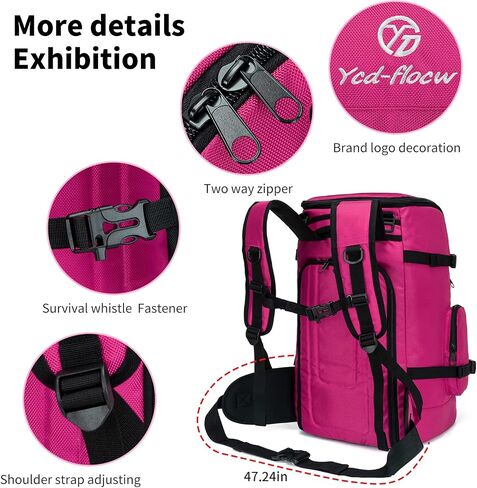 YCD-FLOCW Ski Boot Bag Backpack, 50L Large Capacity Water-Resistant Padded Ski Travel Bag & Snowboard Boot Bag for Ski Boots, Helmet, Goggles, Clothes, Gloves, Snowboard Gear (Pink) in Saudi Arabia