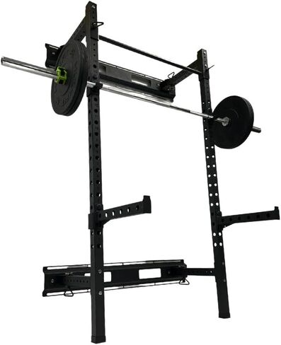 HULKFIT Pro Series 2.35" x 2.35" Folding Wall Mount Power Cage Rack with Pull Up Bar Attachments and Accessories - Multi Color in Saudi Arabia