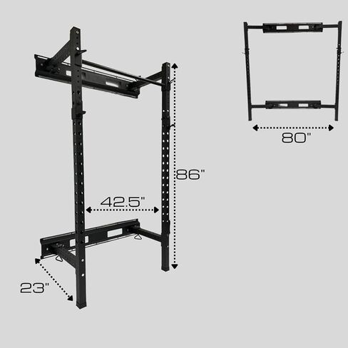 HULKFIT Pro Series 2.35" x 2.35" Folding Wall Mount Power Cage Rack with Pull Up Bar Attachments and Accessories - Multi Color in Saudi Arabia