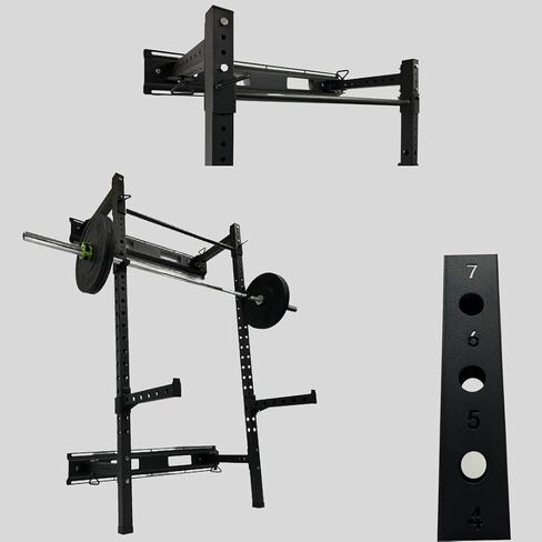 HULKFIT Pro Series 2.35" x 2.35" Folding Wall Mount Power Cage Rack with Pull Up Bar Attachments and Accessories - Multi Color in Saudi Arabia