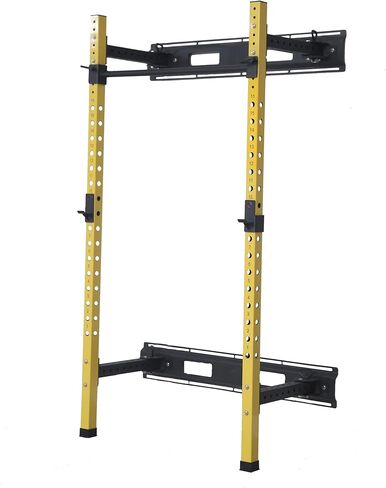 HULKFIT Pro Series 2.35" x 2.35" Folding Wall Mount Power Cage Rack with Pull Up Bar Attachments and Accessories - Multi Color in Kuwait