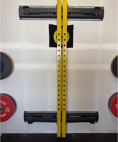HULKFIT Pro Series 2.35" x 2.35" Folding Wall Mount Power Cage Rack with Pull Up Bar Attachments and Accessories - Multi Color in Kuwait