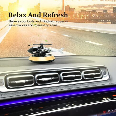 Joyfunky Car Air Fresheners with Solar Rotation, Creative Car Perfume Decoration, Relieve Stress and Purifie Odors, Use at Car Office and Home, Gold in Saudi Arabia