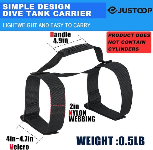 حامل خزان غوص سكوبا قابل للتعديل، حامل خزان حزام للخدمة الشاقة، أشرطة حامل أسطوانة الهواء مع مقبض مريح، وسادة مضادة للانزلاق، أسود in Kuwait