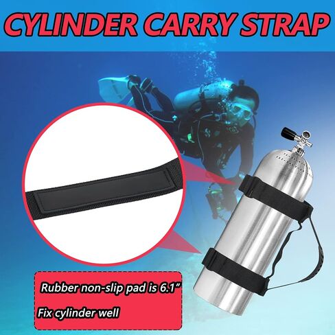 حامل خزان غوص سكوبا قابل للتعديل، حامل خزان حزام للخدمة الشاقة، أشرطة حامل أسطوانة الهواء مع مقبض مريح، وسادة مضادة للانزلاق، أسود in Kuwait