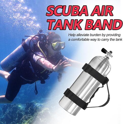 حامل خزان غوص سكوبا قابل للتعديل، حامل خزان حزام للخدمة الشاقة، أشرطة حامل أسطوانة الهواء مع مقبض مريح، وسادة مضادة للانزلاق، أسود in Kuwait