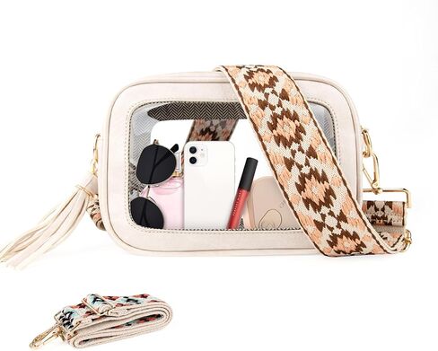 Viva Terry Clear Bag for Stadium Events Approved, Small Clear Crossbody Purse with Adjustable Straps for Makeup Toiletry(Light Khaki) in Saudi Arabia