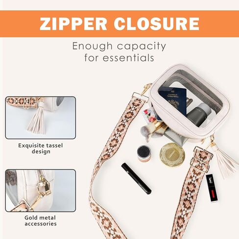 Viva Terry Clear Bag for Stadium Events Approved, Small Clear Crossbody Purse with Adjustable Straps for Makeup Toiletry(Light Khaki) in Saudi Arabia