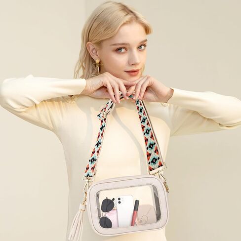 Viva Terry Clear Bag for Stadium Events Approved, Small Clear Crossbody Purse with Adjustable Straps for Makeup Toiletry(Light Khaki) in Saudi Arabia