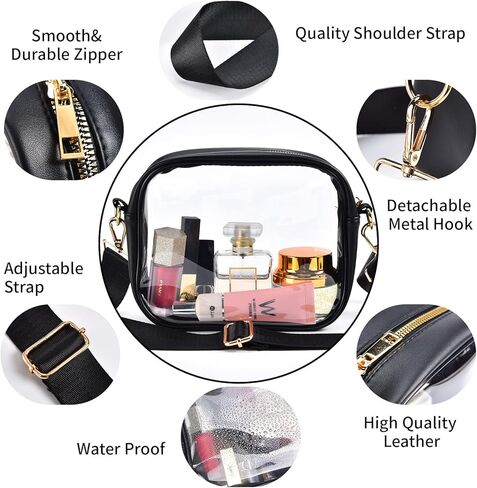 حقيبة Armiwiin الشفافة المعتمدة في الاستاد، حقيبة كروس شفافة مع حزام قابل للإزالة والتعديل لحدث الحفلات الرياضية in Kuwait