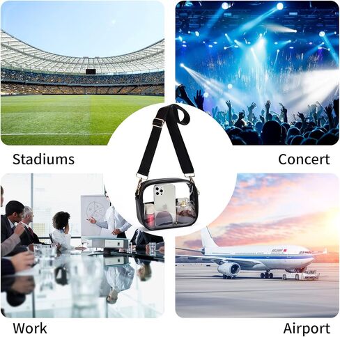 حقيبة Armiwiin الشفافة المعتمدة في الاستاد، حقيبة كروس شفافة مع حزام قابل للإزالة والتعديل لحدث الحفلات الرياضية in Kuwait