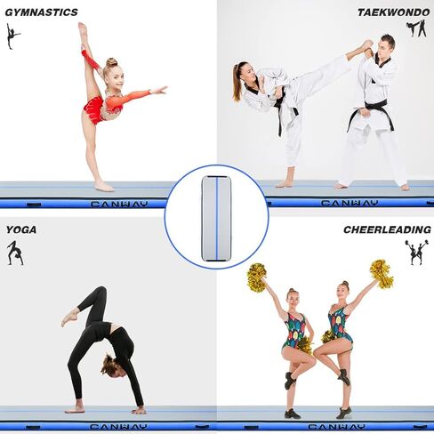 CANWAY Air Tumble Track Inflatable Gymnastics Mat, 10ft/13ft/16ft/20ft Gymnastics Training Mat with Electric Air Pump for Home/Outdoor/Gym/Cheerleading/Yoga in Kuwait