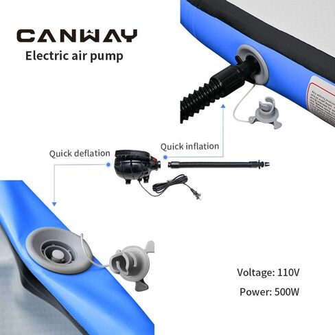 CANWAY Air Tumble Track Inflatable Gymnastics Mat, 10ft/13ft/16ft/20ft Gymnastics Training Mat with Electric Air Pump for Home/Outdoor/Gym/Cheerleading/Yoga in Kuwait