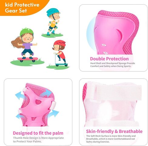 Kids/Youth Knee Pads Elbow Pad Wrist Guards Protective Gear Set, for Child Roller Skates, Cycling Bike, Skateboard, Inline Skatings, Scooter Riding, BMX Bike, and Other Outdoor Sports Activities in Kuwait