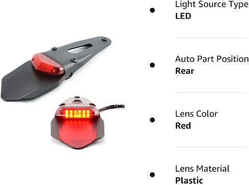 ZW Homeland Rear Fender Brake Tail Light LED Lamp Red with Bracket For Motorcycle Motocross Dirt Bike XR CRF KLX Enduro EXC Mountain Bike Stalls (Red Lens) in Saudi Arabia