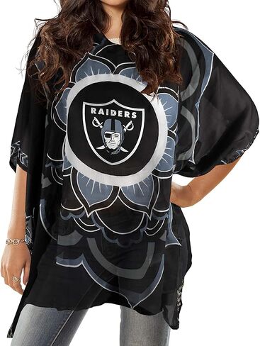 Littlearth womens NFL Las Vegas Raiders Sheer Caftan with Flower Design, Team Color, One Size in Saudi Arabia