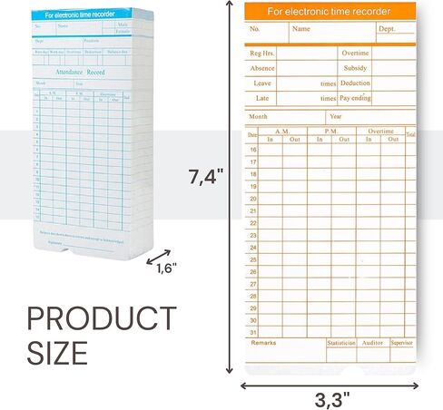 100 قطعة من بطاقات الوقت ذات الوجهين للموظفين - أوراق شهرية ساعة زمنية للموظفين، أوراق زمنية يومية شهرية للموظفين، بطاقات وقت حضور الموظفين كل أسبوعين (ليست بطاقات حرارية) in Kuwait
