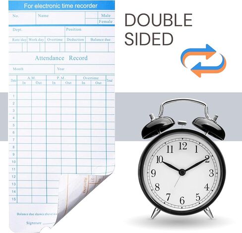 100 قطعة من بطاقات الوقت ذات الوجهين للموظفين - أوراق شهرية ساعة زمنية للموظفين، أوراق زمنية يومية شهرية للموظفين، بطاقات وقت حضور الموظفين كل أسبوعين (ليست بطاقات حرارية) in Kuwait