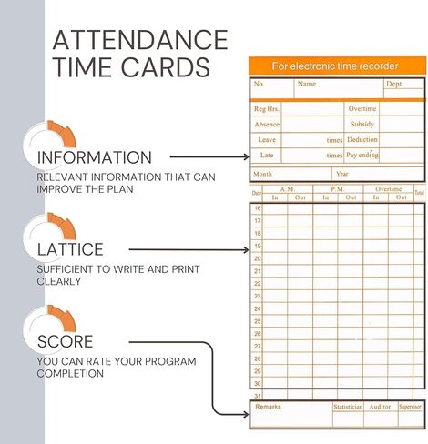 100 قطعة من بطاقات الوقت ذات الوجهين للموظفين - أوراق شهرية ساعة زمنية للموظفين، أوراق زمنية يومية شهرية للموظفين، بطاقات وقت حضور الموظفين كل أسبوعين (ليست بطاقات حرارية) in Kuwait