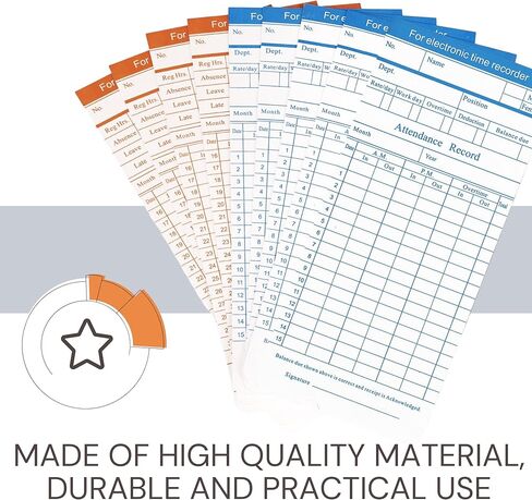 100 قطعة من بطاقات الوقت ذات الوجهين للموظفين - أوراق شهرية ساعة زمنية للموظفين، أوراق زمنية يومية شهرية للموظفين، بطاقات وقت حضور الموظفين كل أسبوعين (ليست بطاقات حرارية) in Kuwait