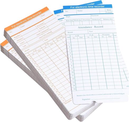 100 قطعة من بطاقات الوقت ذات الوجهين للموظفين - أوراق شهرية ساعة زمنية للموظفين، أوراق زمنية يومية شهرية للموظفين، بطاقات وقت حضور الموظفين كل أسبوعين (ليست بطاقات حرارية) in Kuwait