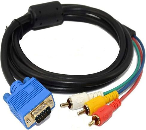 كابل VGA إلى RCA، محول كابل VGA ذكر 15 دبوس إلى 3 RCA Audio AV لمحول كابل عرض HDTV PC DVD - 5 أقدام/1.5 متر in Kuwait