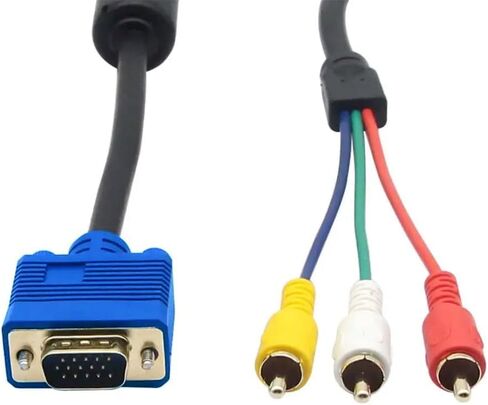 كابل VGA إلى RCA، محول كابل VGA ذكر 15 دبوس إلى 3 RCA Audio AV لمحول كابل عرض HDTV PC DVD - 5 أقدام/1.5 متر in Kuwait