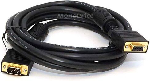 كابل شاشة Monoprice 102897 بطول 3 أقدام Super VGA ذكر إلى أنثى مع Ferrites أسود in Saudi Arabia