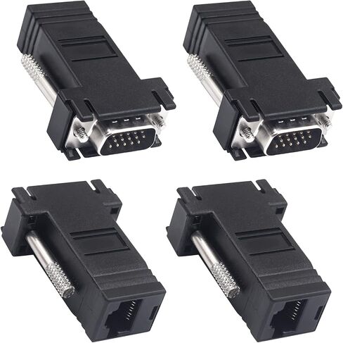 Poyiccot VGA موسع عبر محول إيثرنت، 4 قطع VGA إلى RJ45 محول VGA 15 دبوس ذكر إلى CAT5 CAT6 أنثى محول كابل الشبكة لفيديو الوسائط المتعددة in Saudi Arabia