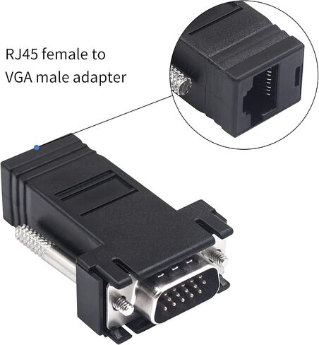 Poyiccot VGA موسع عبر محول إيثرنت، 4 قطع VGA إلى RJ45 محول VGA 15 دبوس ذكر إلى CAT5 CAT6 أنثى محول كابل الشبكة لفيديو الوسائط المتعددة in Saudi Arabia