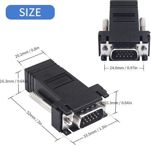 Poyiccot VGA موسع عبر محول إيثرنت، 4 قطع VGA إلى RJ45 محول VGA 15 دبوس ذكر إلى CAT5 CAT6 أنثى محول كابل الشبكة لفيديو الوسائط المتعددة in Saudi Arabia