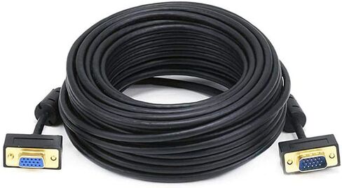 Monoprice Ultra Slim SVGA Super VGA M/F Monitor Cable - 25 Feet With Ferrites | 30/32AWG, Gold Plated Connector in Saudi Arabia
