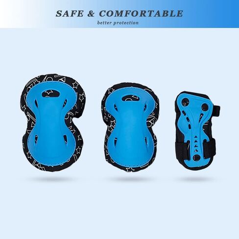 معدات السلامة للأطفال من عمر 2 إلى 7 سنوات، وسادات الركبة والكوع وواقي المعصم 3 في 1 مجموعة معدات الحماية القابلة للتعديل للأطفال مع حقيبة برباط للتزلج على الجليد وركوب الدراجات والتزلج in Kuwait