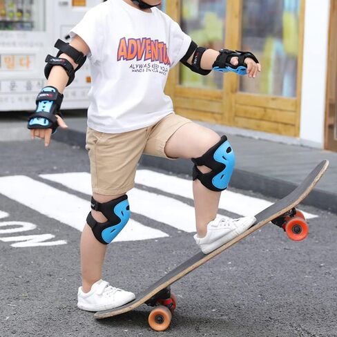 معدات السلامة للأطفال من عمر 2 إلى 7 سنوات، وسادات الركبة والكوع وواقي المعصم 3 في 1 مجموعة معدات الحماية القابلة للتعديل للأطفال مع حقيبة برباط للتزلج على الجليد وركوب الدراجات والتزلج in Kuwait