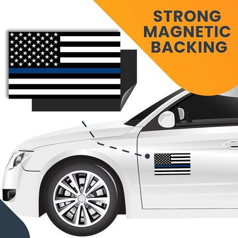 ملصق مغناطيسي مغناطيسي للخط الأزرق الرقيق من Magnet Me Up، مقاس 3 × 5 بوصات، مغناطيس سيارات شديد التحمل لشاحنة السيارات الدفع الرباعي، سطح مغناطيسي، لدعم الشرطة وضباط إنفاذ القانون، صُنع في الولايات المتحدة الأمريكية in Kuwait