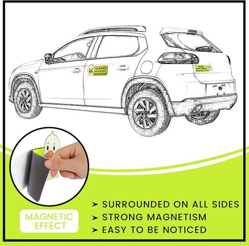 3 قطع مغناطيس سيارة للسائق الطالب، ملصق سائق جديد عاكس للطالب، يرجى التحلي بالصبر والحفاظ على المسافة مغناطيس السيارة كلب لطيف in Kuwait