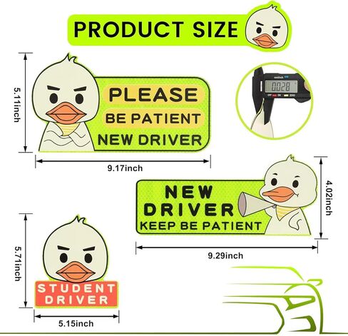 3 قطع مغناطيس سيارة للسائق الطالب، ملصق سائق جديد عاكس للطالب، يرجى التحلي بالصبر والحفاظ على المسافة مغناطيس السيارة كلب لطيف in Kuwait