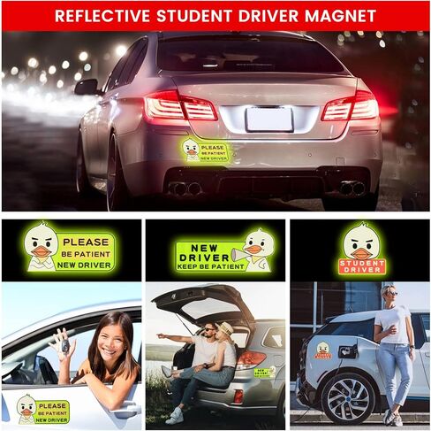 3 قطع مغناطيس سيارة للسائق الطالب، ملصق سائق جديد عاكس للطالب، يرجى التحلي بالصبر والحفاظ على المسافة مغناطيس السيارة كلب لطيف in Kuwait