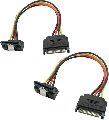 تيفيد ساتا كابل مقسم الطاقة، 90 درجة ساتا 15 دبوس كابل تمديد الطاقة، ساتا 15 دبوس ذكر إلى 90 درجة أنثى محول كابل الطاقة، 0.5 قدم in Kuwait