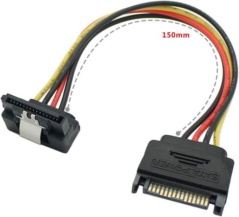 تيفيد ساتا كابل مقسم الطاقة، 90 درجة ساتا 15 دبوس كابل تمديد الطاقة، ساتا 15 دبوس ذكر إلى 90 درجة أنثى محول كابل الطاقة، 0.5 قدم in Kuwait