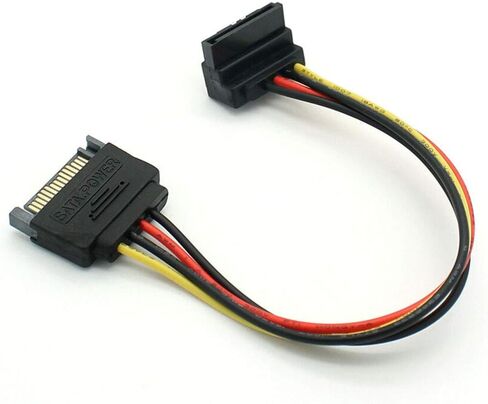 تيفيد ساتا كابل مقسم الطاقة، 90 درجة ساتا 15 دبوس كابل تمديد الطاقة، ساتا 15 دبوس ذكر إلى 90 درجة أنثى محول كابل الطاقة، 0.5 قدم in Kuwait