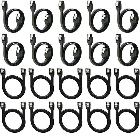 SATA Cable III,10 Pack 90 Degree Right Angle Black SATA Cable III 6Gbps Straight HDD SDD Data Cable with Locking Latch 32 Inch in Saudi Arabia