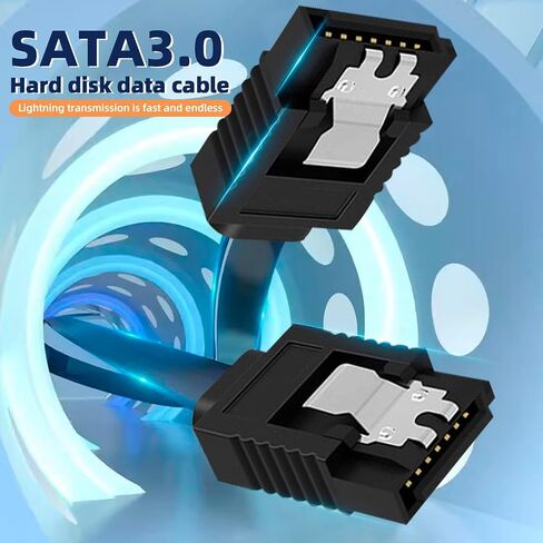 SATA Cable III,10 Pack 90 Degree Right Angle Black SATA Cable III 6Gbps Straight HDD SDD Data Cable with Locking Latch 32 Inch in Saudi Arabia