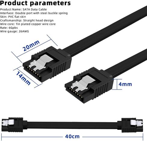 SATA Cable III,10 Pack 90 Degree Right Angle Black SATA Cable III 6Gbps Straight HDD SDD Data Cable with Locking Latch 32 Inch in Saudi Arabia
