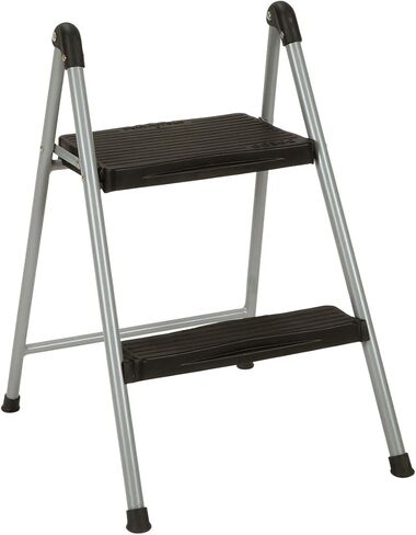 Cosco Two Step Steel, Resin Steps, Step Stool without Handle, Platinum/Black in Kuwait