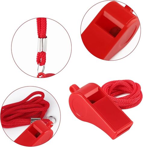 OBKJJ صافرة الطوارئ الحمراء مع الحبل، 48 حزمة صافرة الحكم لكرة القدم صافرة مثالية للمدربين والمعلمين والحكم والتدريب والطوارئ in Kuwait