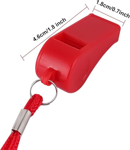 OBKJJ صافرة الطوارئ الحمراء مع الحبل، 48 حزمة صافرة الحكم لكرة القدم صافرة مثالية للمدربين والمعلمين والحكم والتدريب والطوارئ in Kuwait