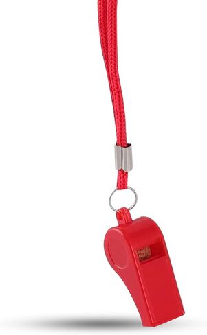 OBKJJ صافرة الطوارئ الحمراء مع الحبل، 48 حزمة صافرة الحكم لكرة القدم صافرة مثالية للمدربين والمعلمين والحكم والتدريب والطوارئ in Kuwait