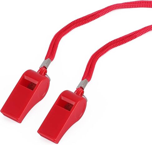 OBKJJ صافرة الطوارئ الحمراء مع الحبل، 48 حزمة صافرة الحكم لكرة القدم صافرة مثالية للمدربين والمعلمين والحكم والتدريب والطوارئ in Kuwait