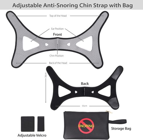 حزام الذقن المضاد للشخير مع حقيبة من بريمو لاينز، قابل للتعديل وجيد التهوية ومضاد للشخير لحل النوم لإبقاء الفم مغلقًا أثناء النوم، ويساعد على تقليل الشخير للرجال والنساء in Kuwait